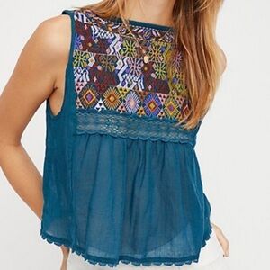 Free People Lohri boho embroidery top